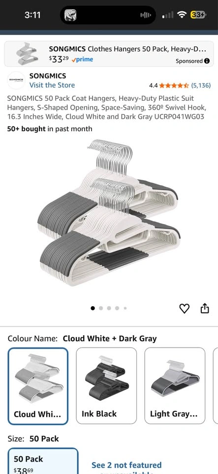 SONGMICS Non-Slip Clothes Hangers - 35 Pieces - photo 2