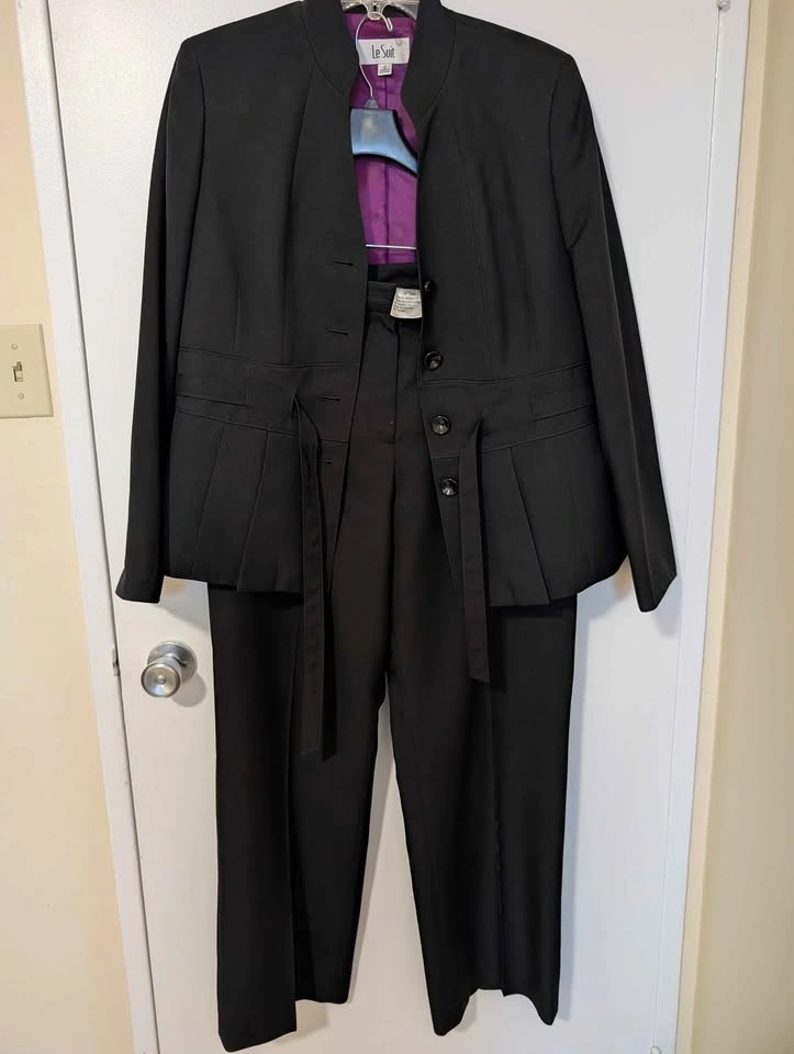 Le Suit Black Pantsuit Size 12 - photo 2