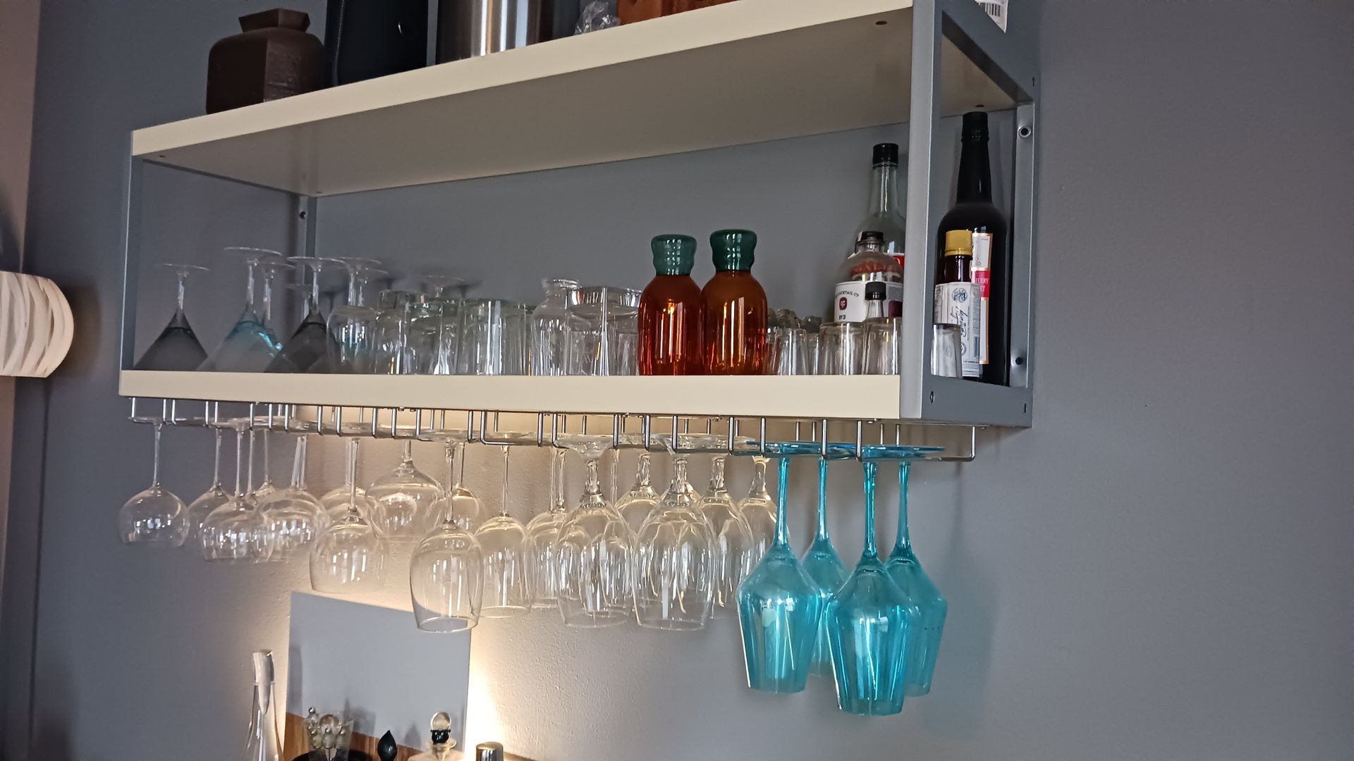 Overhead Shelf with Stemware Brackets