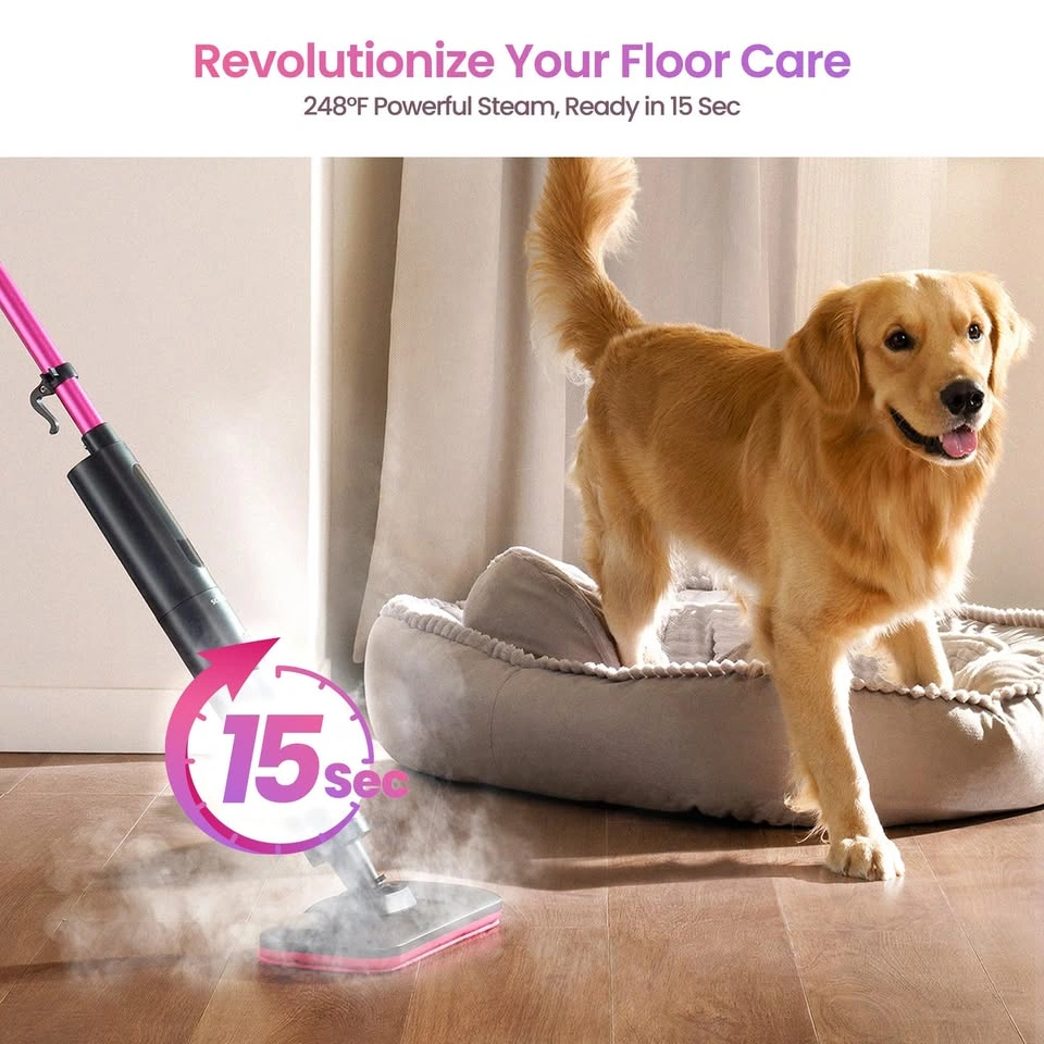 Schenley Steam Mop with 11 Accessories - Pink & Black - photo 3
