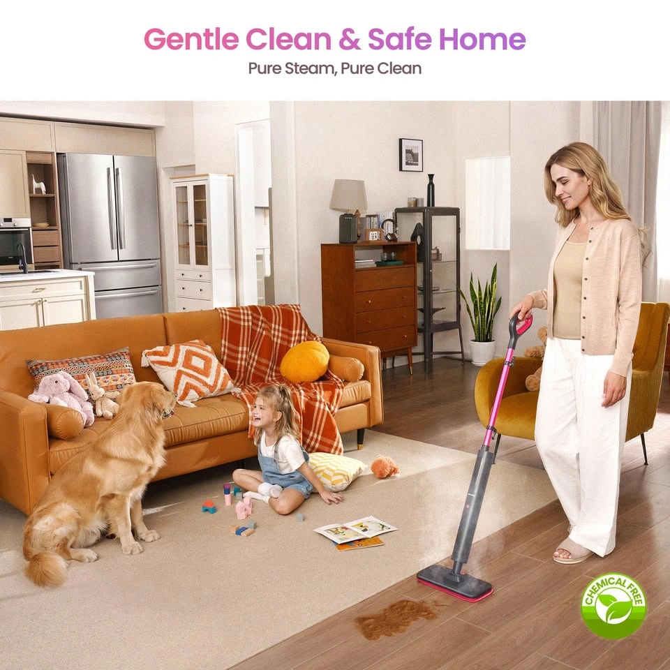 Schenley Steam Mop with 11 Accessories - Pink & Black - photo 5