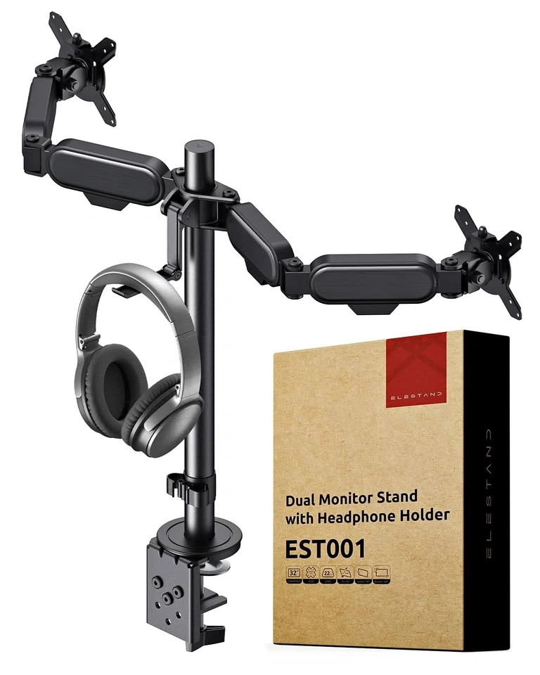 ELESTAND Dual Monitor Stand with Headphone Holder EST001