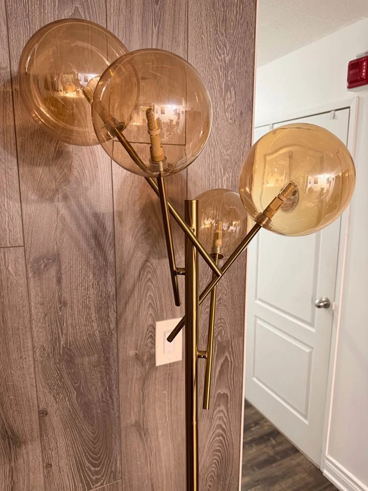 Modern Globe Floor Lamp – Brass, 4-Light - photo 4
