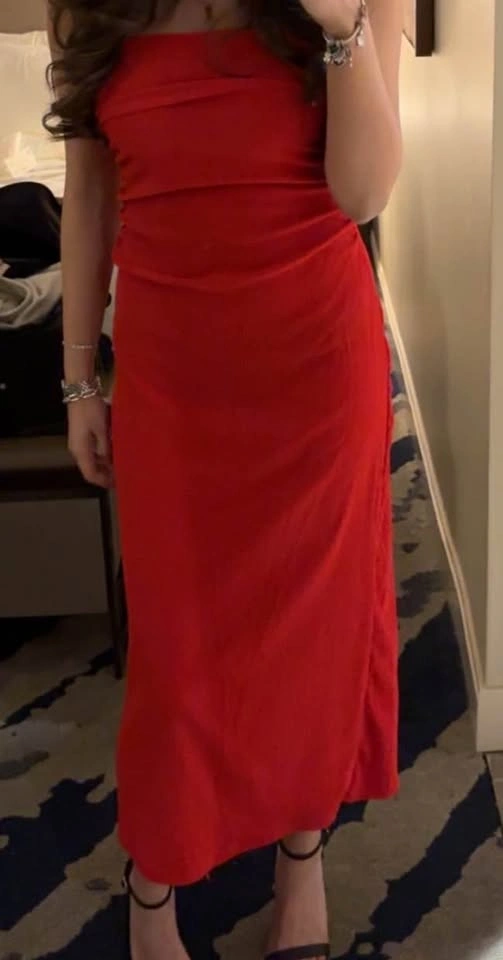 Red Stradivarius Strapless Dress - photo 3