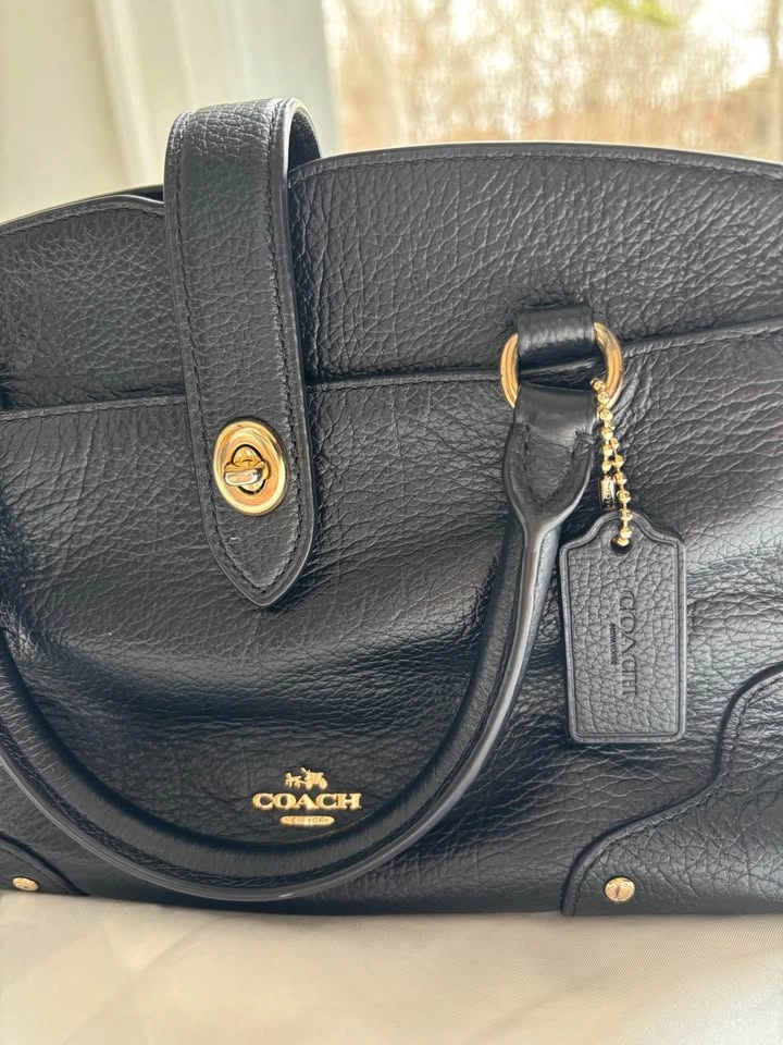 Coach 37779 Mercer Satchel Gold Black Grain Leather Bag - photo 5
