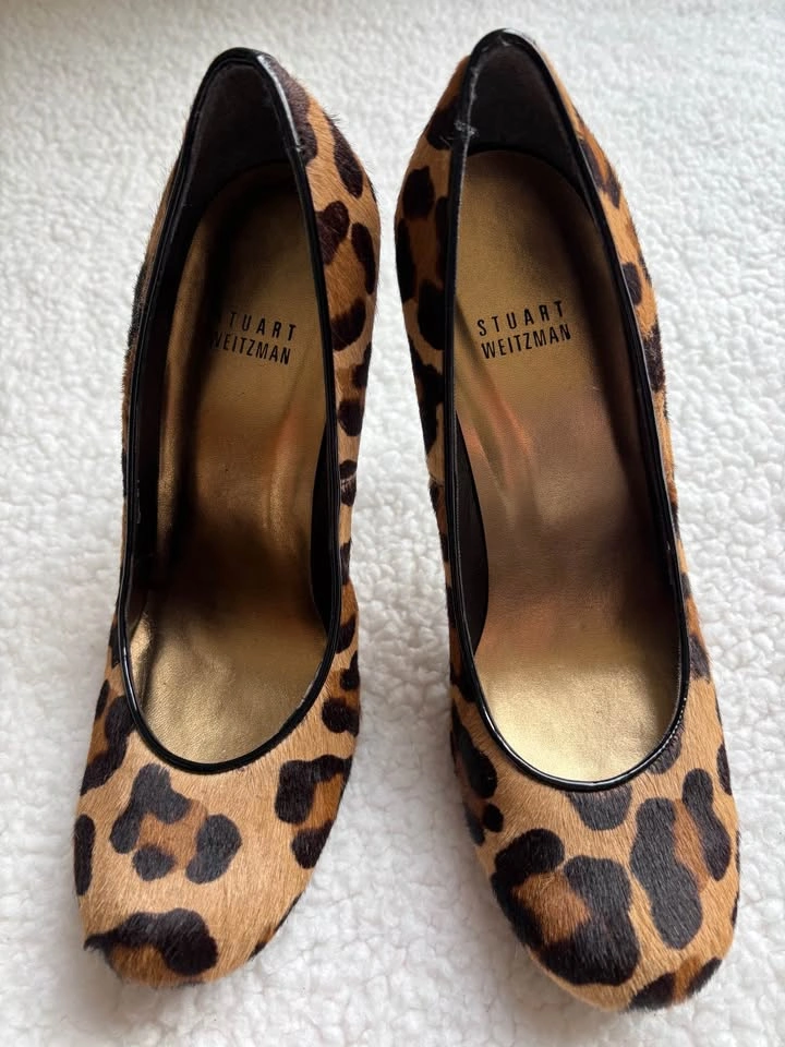 Stuart Weitzman Leopard Print Calf Hair Heels - Brown/Black (7.5 - photo 2