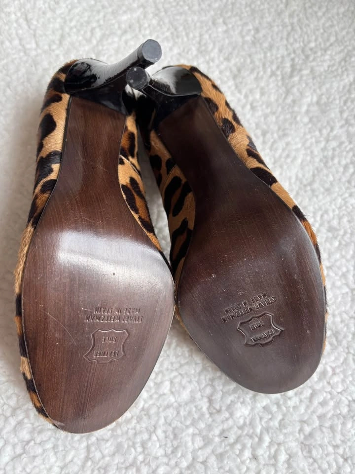 Stuart Weitzman Leopard Print Calf Hair Heels - Brown/Black (7.5 - photo 5