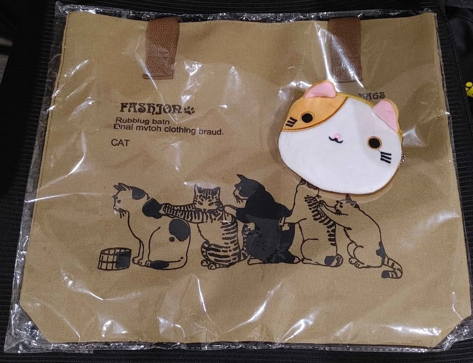 Cat Print Canvas Tote with Matching Cat Coin Purse - Brand New - photo 4