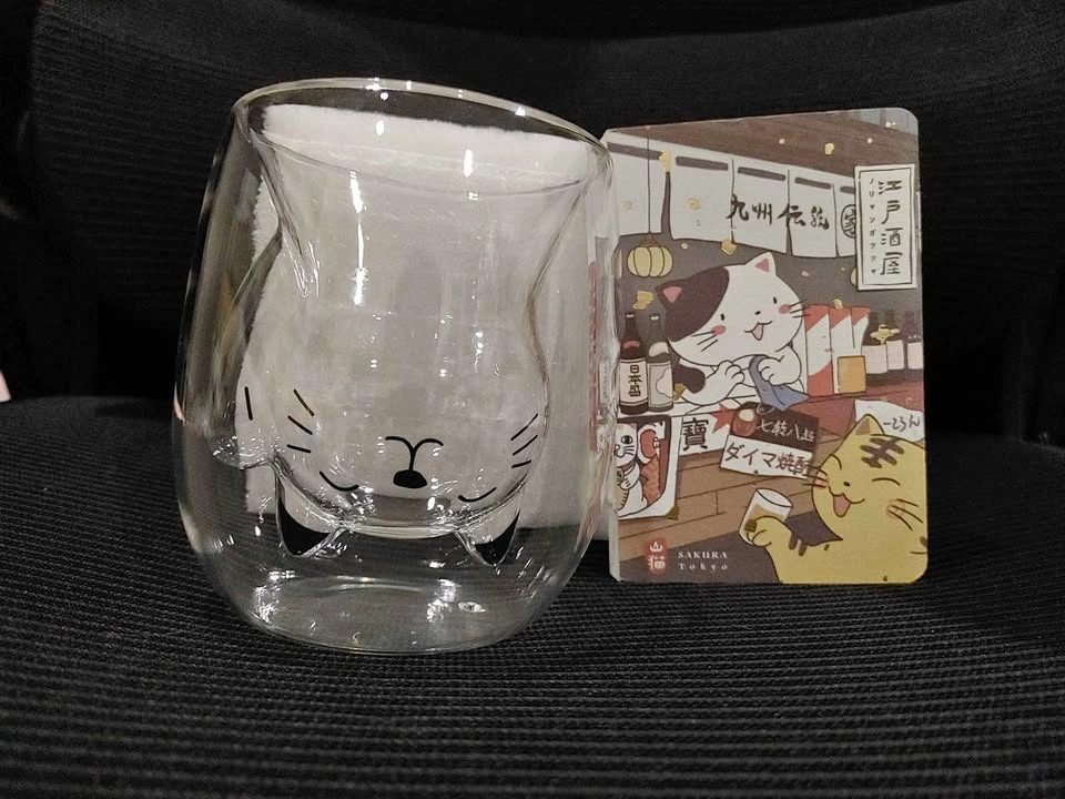 Double Walled Cat Glass Cup & Blank Kitty Notebook