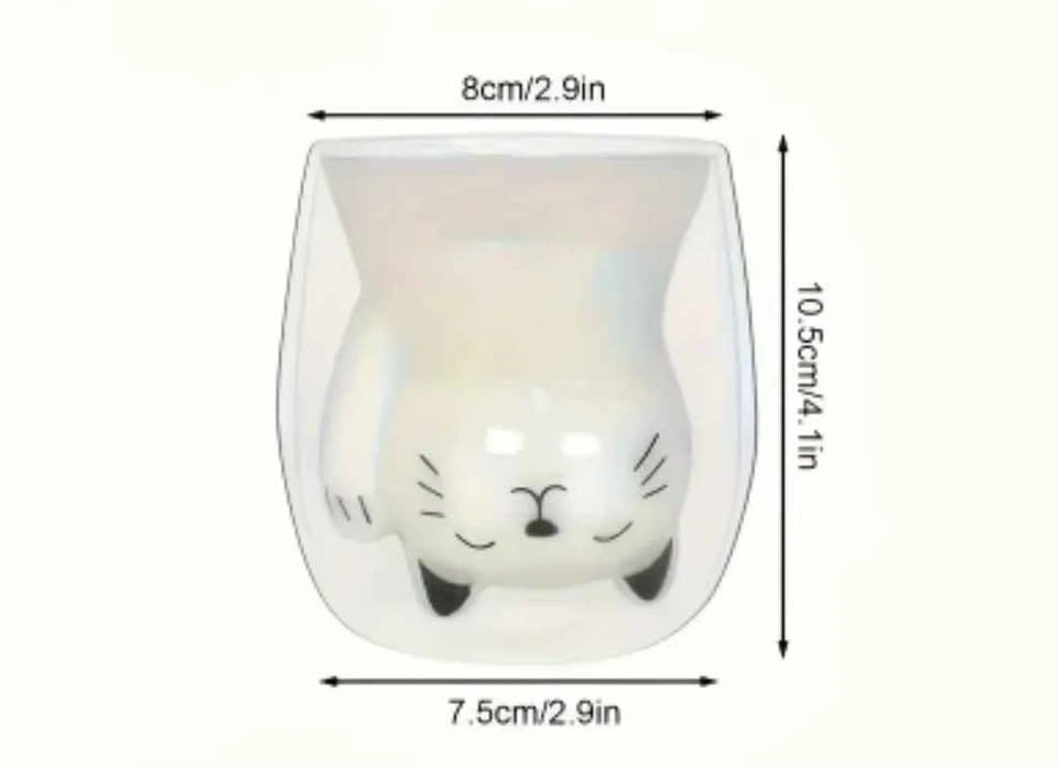 Double Walled Cat Glass Cup & Blank Kitty Notebook - photo 4