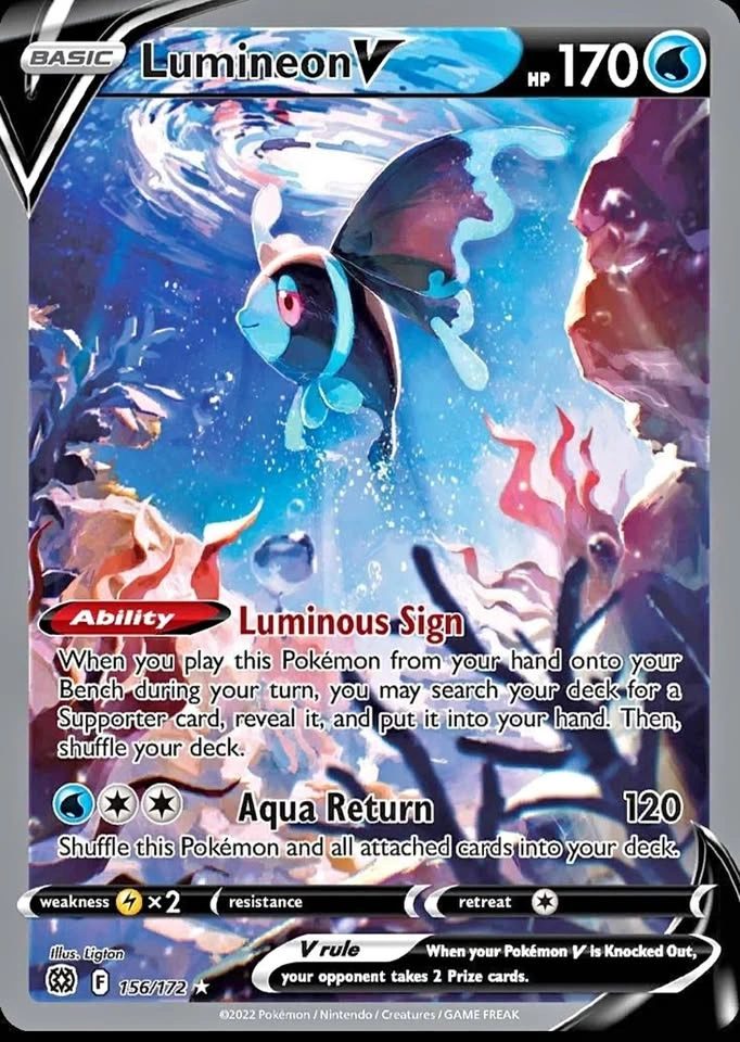 Pokémon Lumineon V 156/172 Brilliant Stars HOLO Rare