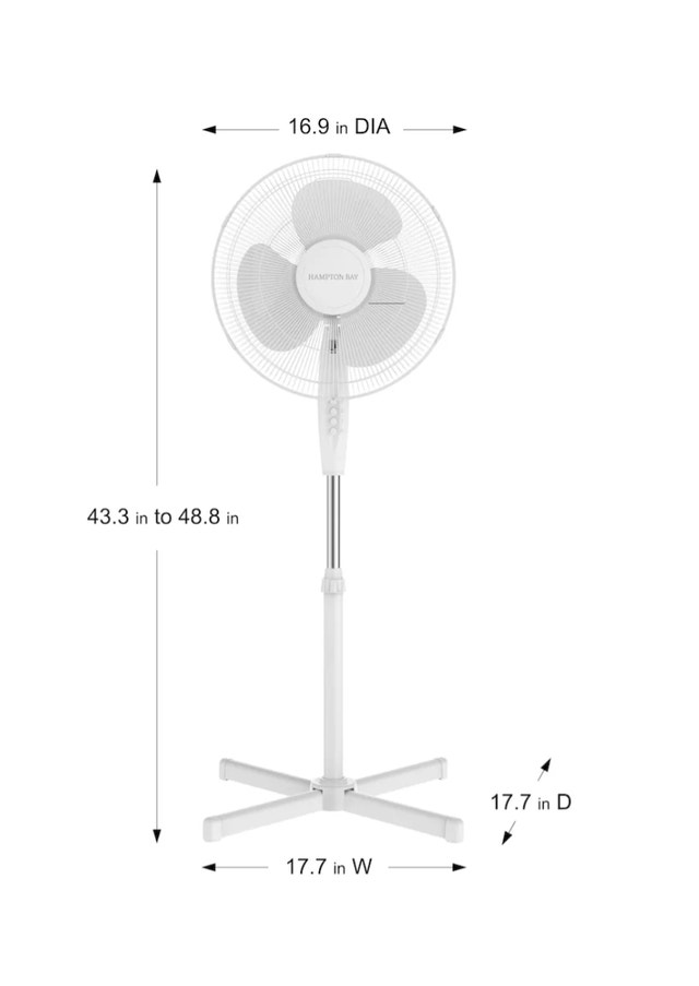 Hampton Bay 16-inch 3-Speed Oscillating Pedestal Fan - photo 3