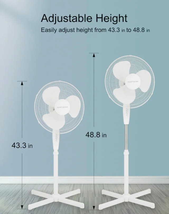 Hampton Bay 16-inch 3-Speed Oscillating Pedestal Fan - photo 4