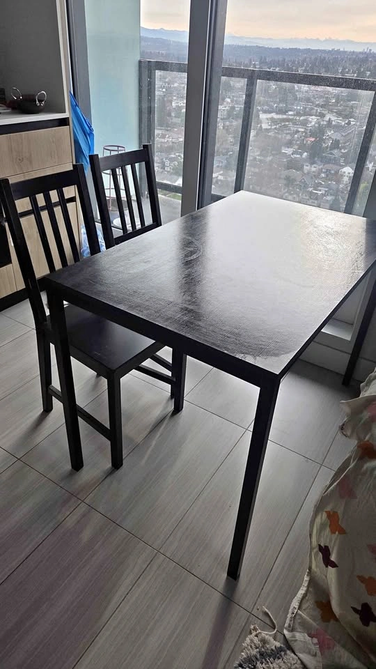 Black Dining Table with 2 Chairs - delivery available