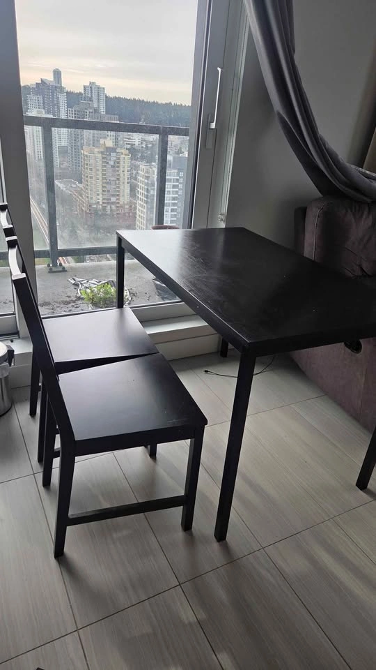 Black Dining Table with 2 Chairs - delivery available - photo 3
