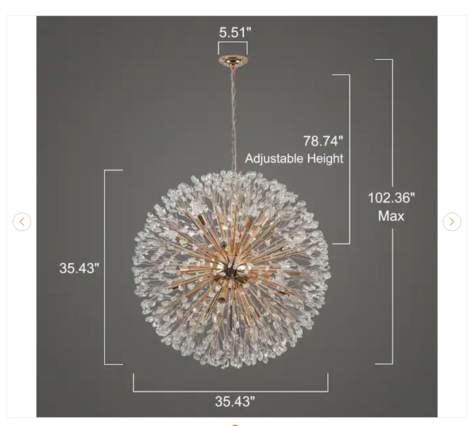 35.43 in. 20-Light Gold Sputnik Chandelier - photo 5