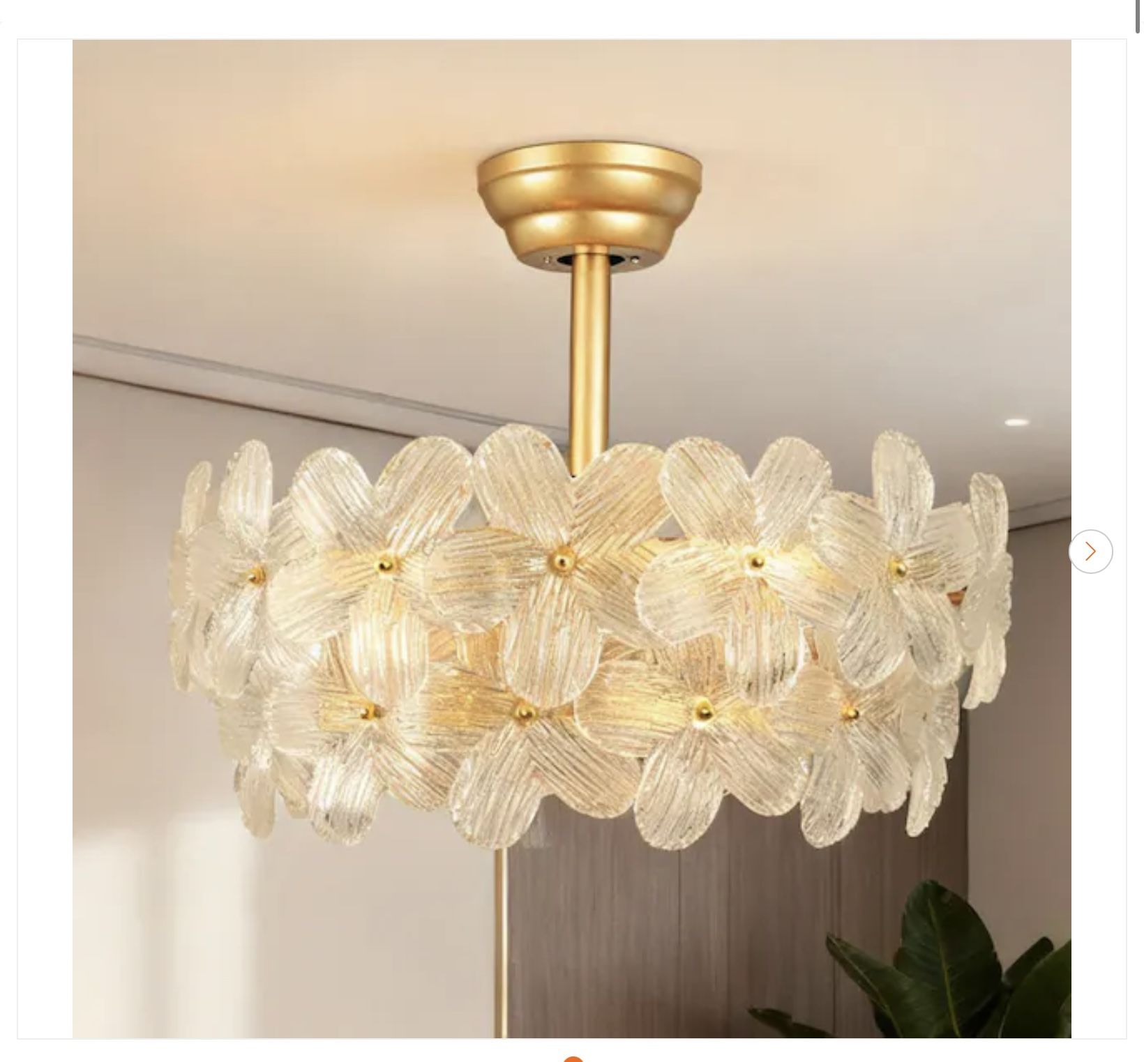 22 in. Indoor Gold Glass Flower Ceiling Fan with Light