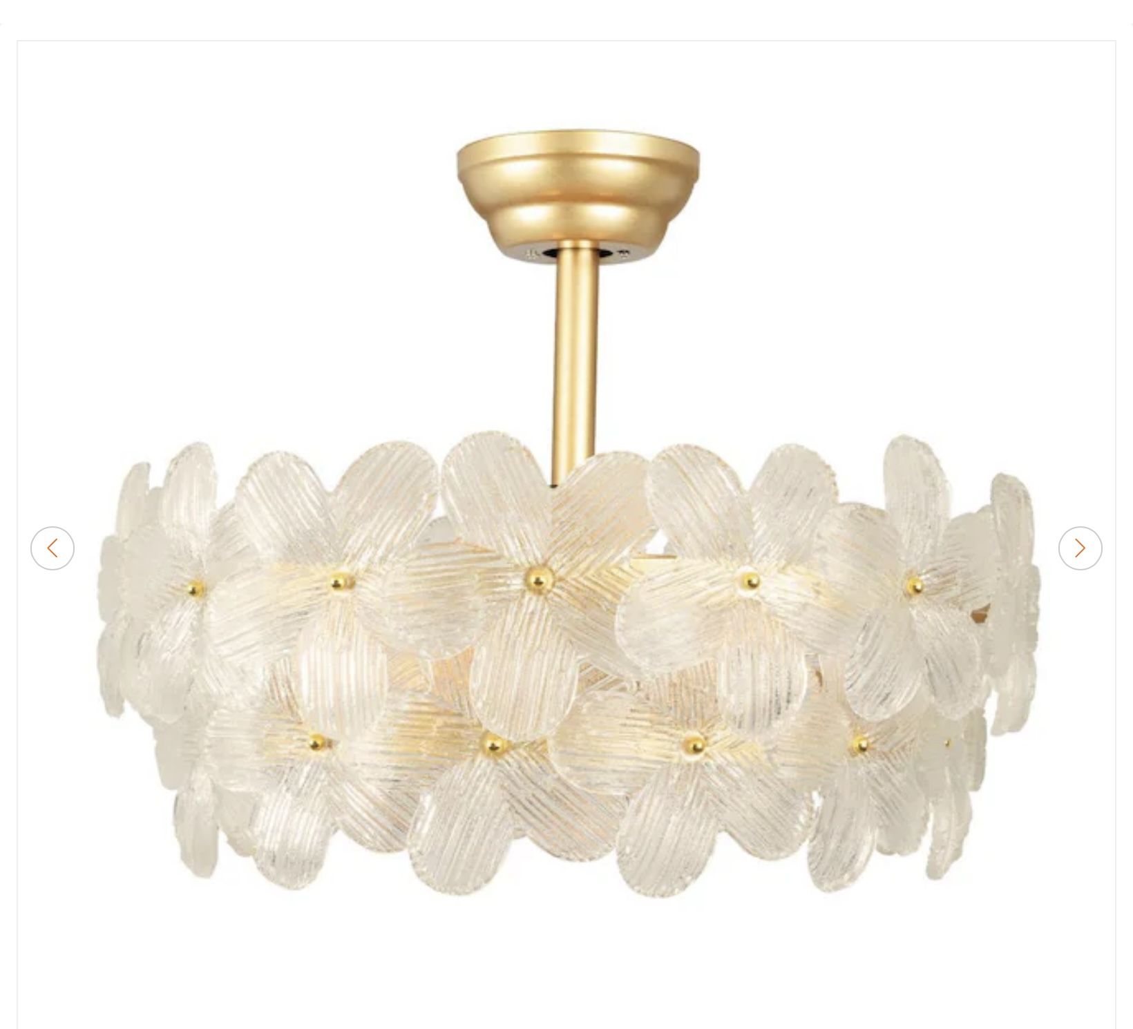22 in. Indoor Gold Glass Flower Ceiling Fan with Light - photo 2