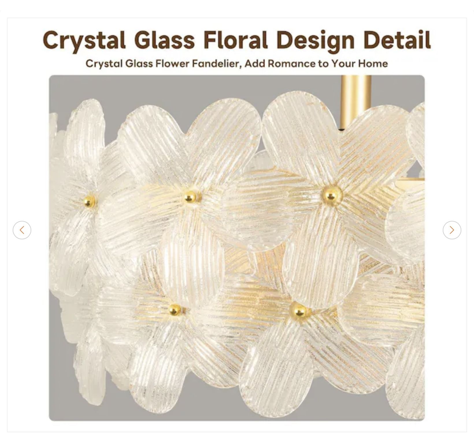 22 in. Indoor Gold Glass Flower Ceiling Fan with Light - photo 3