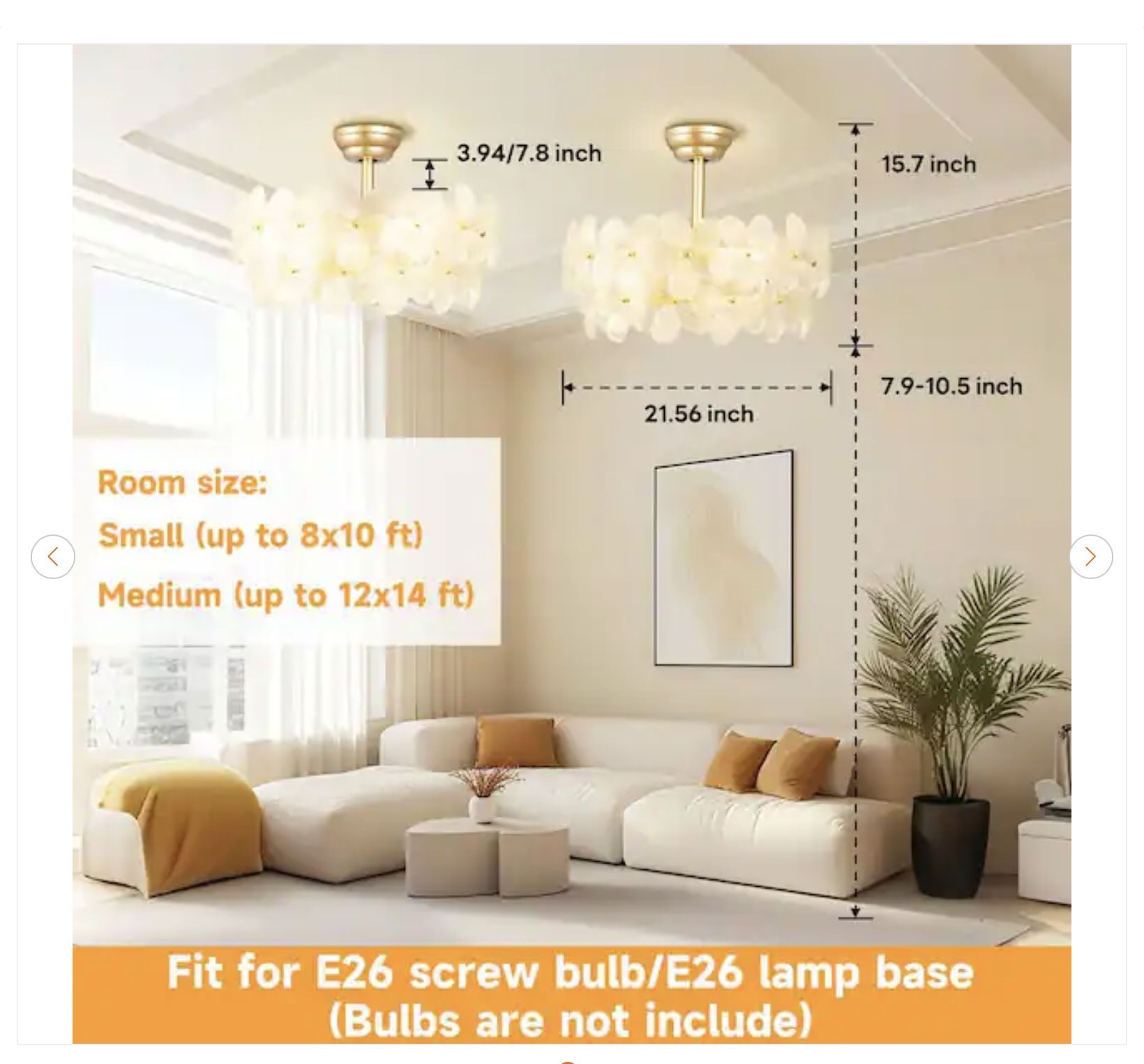 22 in. Indoor Gold Glass Flower Ceiling Fan with Light - photo 4