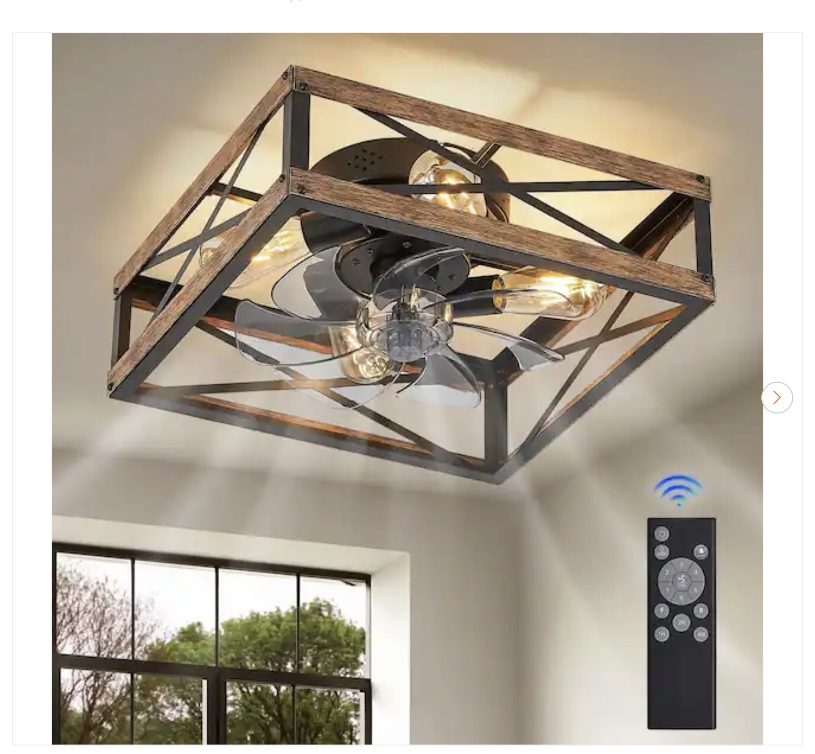 16 in. Indoor Brown Caged Ceiling Fan w/ Remote