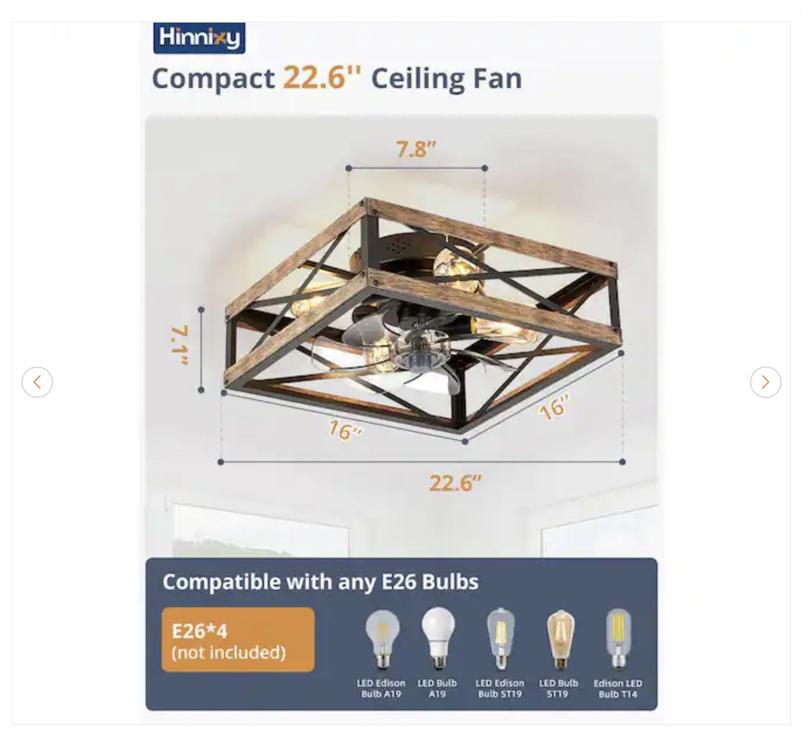 16 in. Indoor Brown Caged Ceiling Fan w/ Remote - photo 2