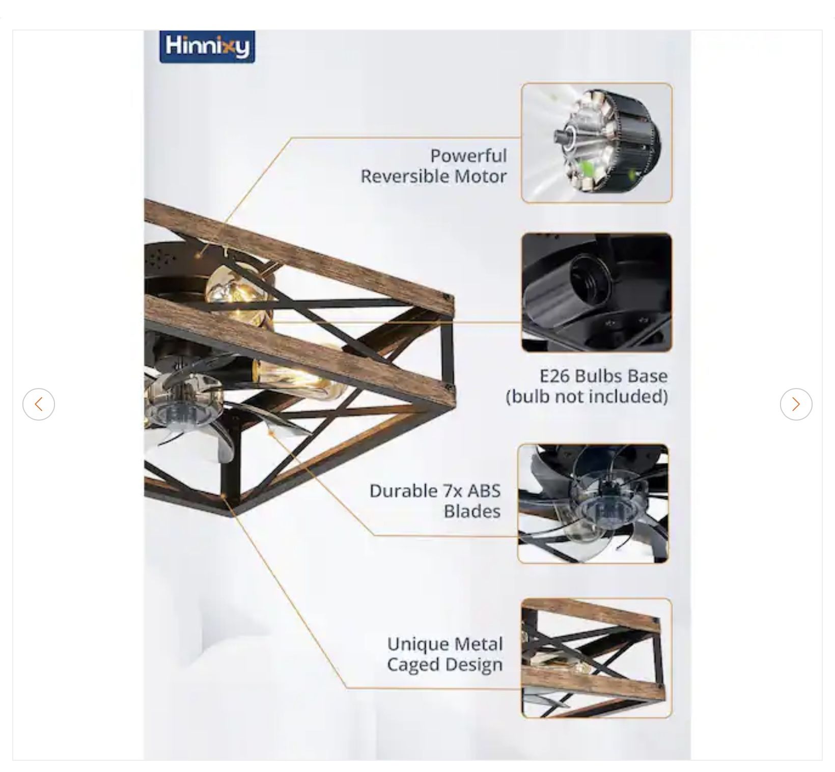 16 in. Indoor Brown Caged Ceiling Fan w/ Remote - photo 4