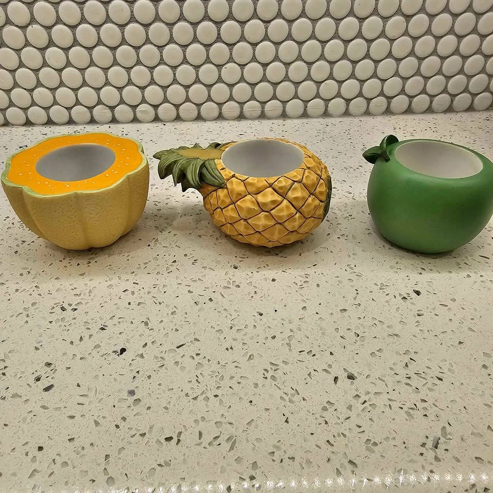 Cute set of 3 PartyLite fruit tealight holders 🍍🍏🍈