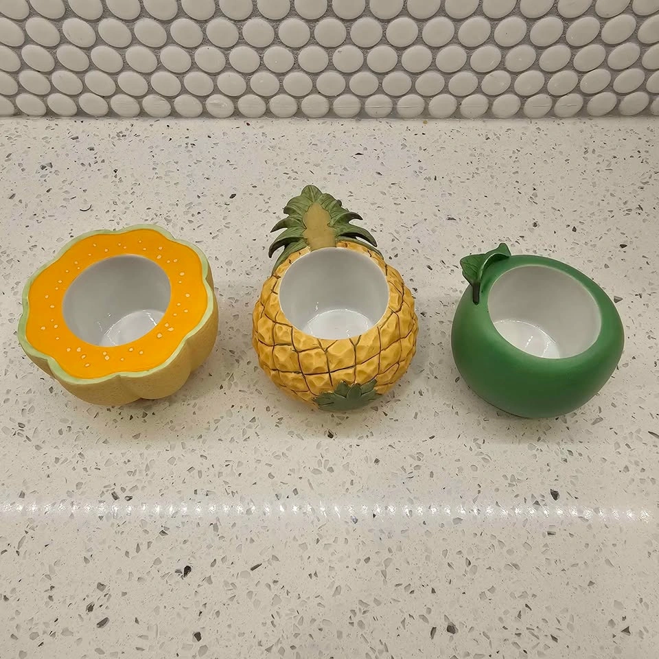 Cute set of 3 PartyLite fruit tealight holders 🍍🍏🍈 - photo 2