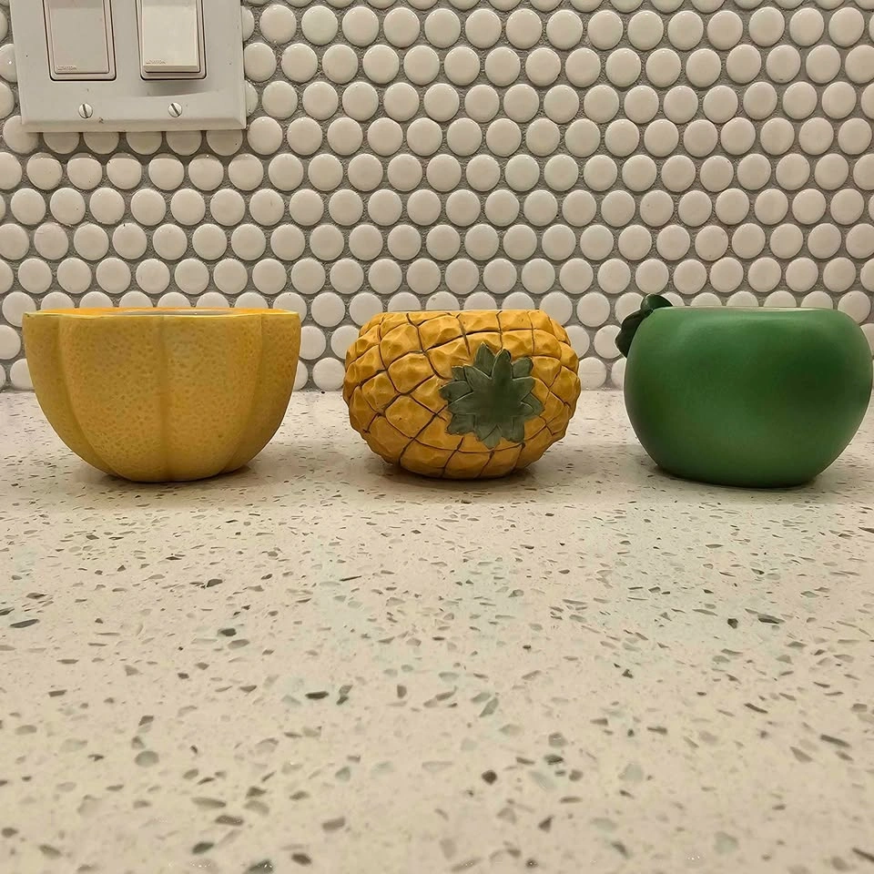 Cute set of 3 PartyLite fruit tealight holders 🍍🍏🍈 - photo 3