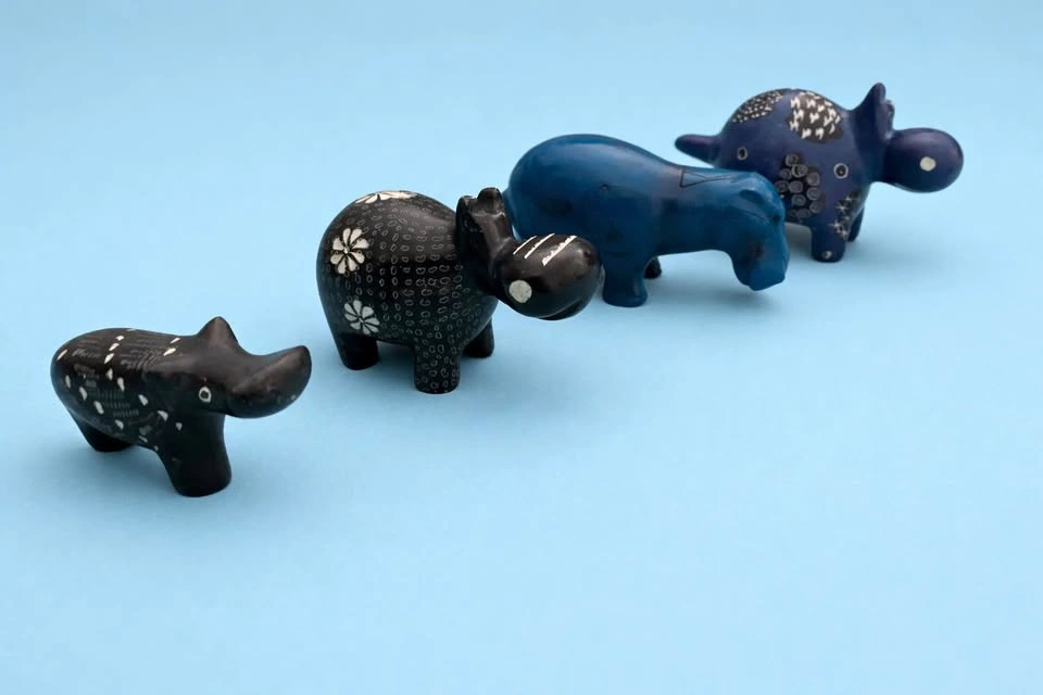 Lot of 4 Kenyan Soap Stone Mini Hippos