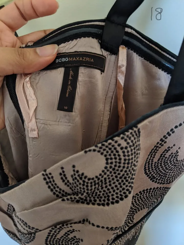 BCBG strappy light pink and black cocktail dress image indicator(3)