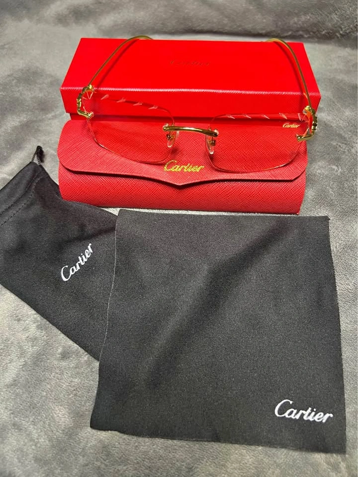 Rimless Style Cartier Gold Frame Glasses