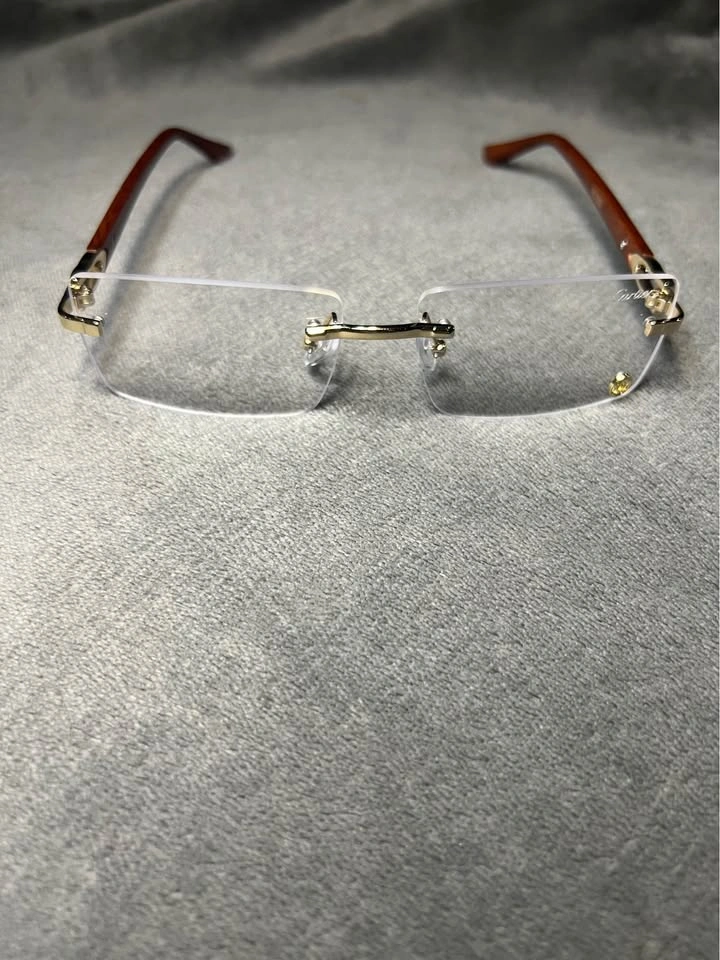 Luxury Rimless Gold Frame Glasses w/ Red Case & Accessories - photo 2