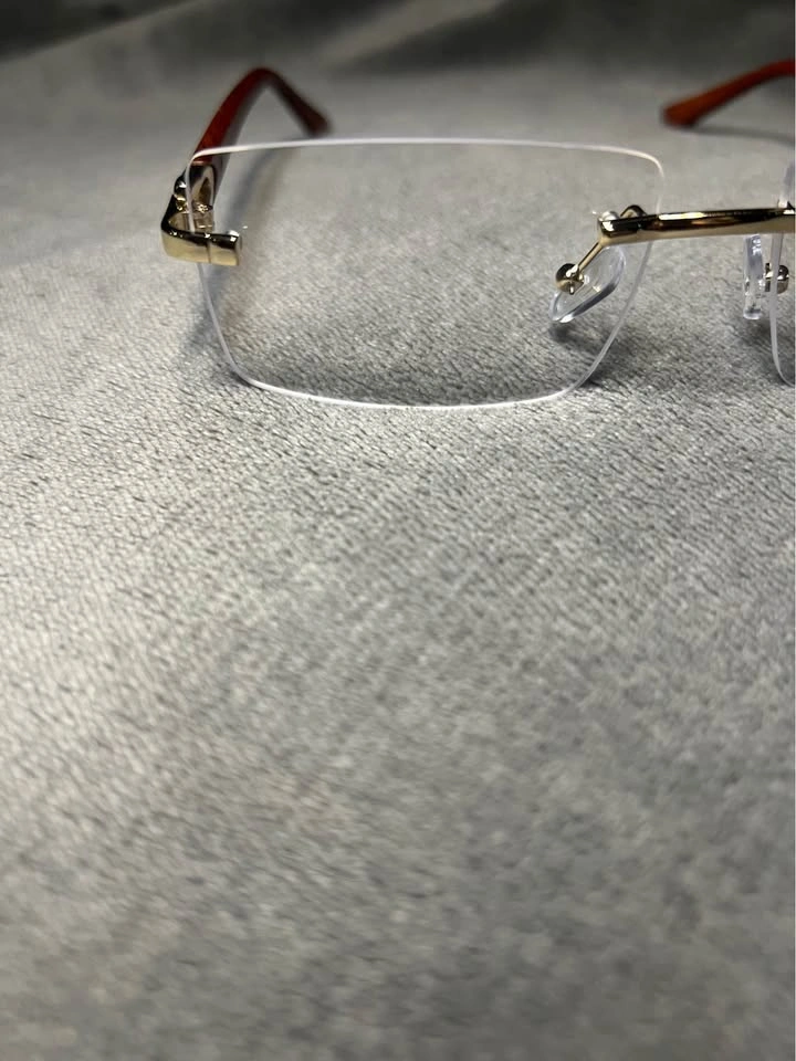 Luxury Rimless Gold Frame Glasses w/ Red Case & Accessories - photo 4