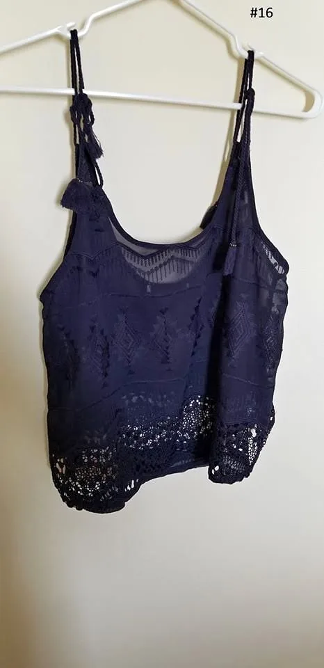 Navy blue sheer summer tank top (M) thumbnail