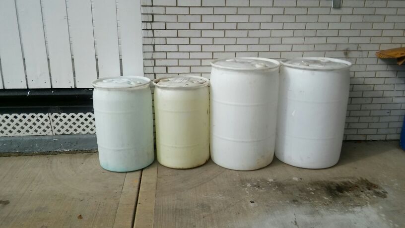 Plastic drums 55 and 30 gallons
