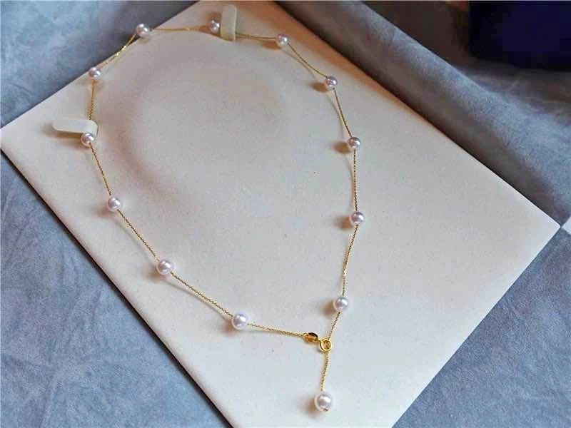 18K Gold Plated Fresh Pearl Necklace with Starry Sky Design