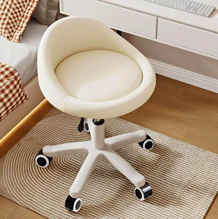ERGONOMIC ROLLING STOOL, ADJUSTABLE BEIGE