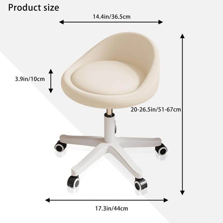 ERGONOMIC ROLLING STOOL, ADJUSTABLE BEIGE - photo 2