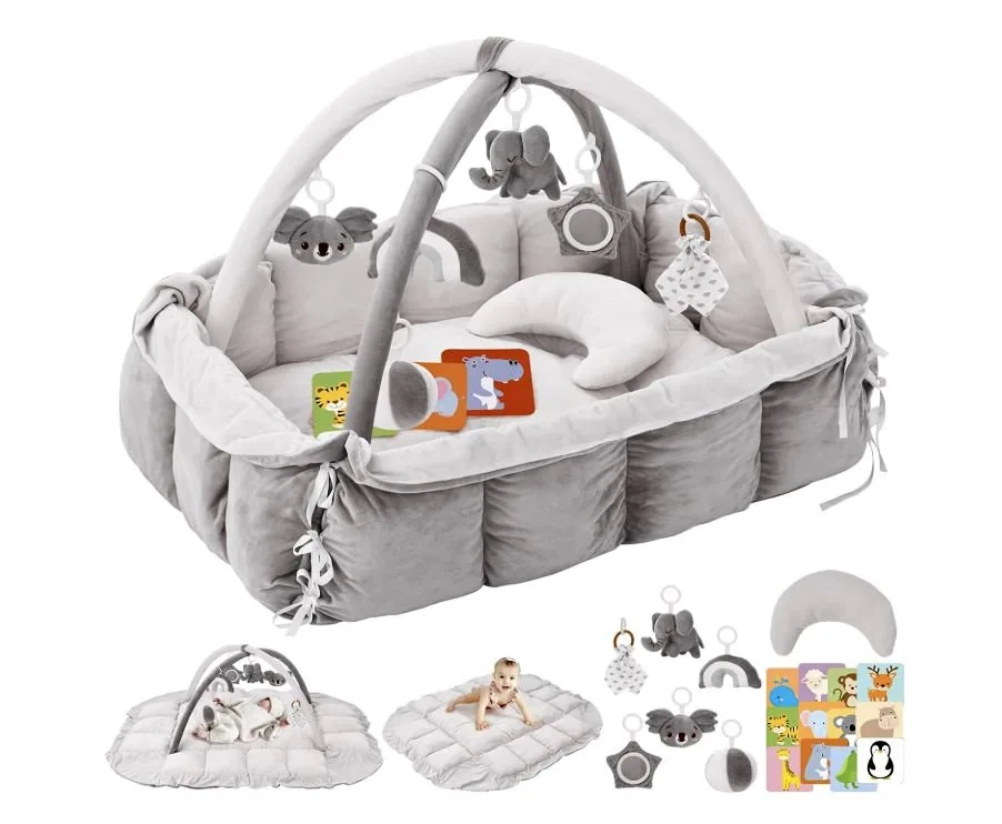 5 in 1 Plush Baby play gym, play mat - Grey - Brand New thumbnail