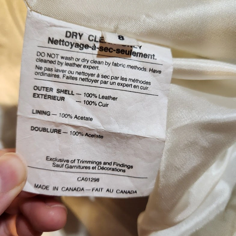 VTG 80s White Leather Jacket Made in Canada Double Breasted Over - photo 5