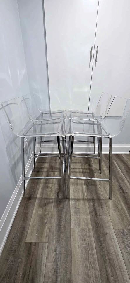 4 pcs. Modern Acrylic Bar Stools – Chrome Frame (Luxury Look)