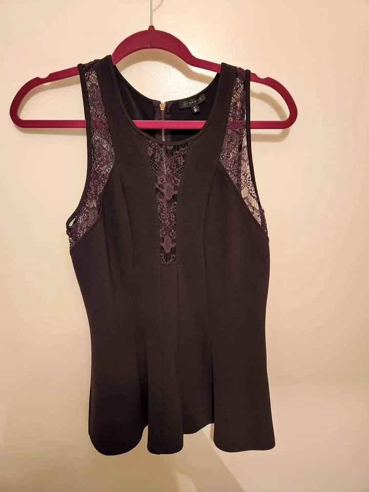 Dark purple top with lace detail (Medium) thumbnail