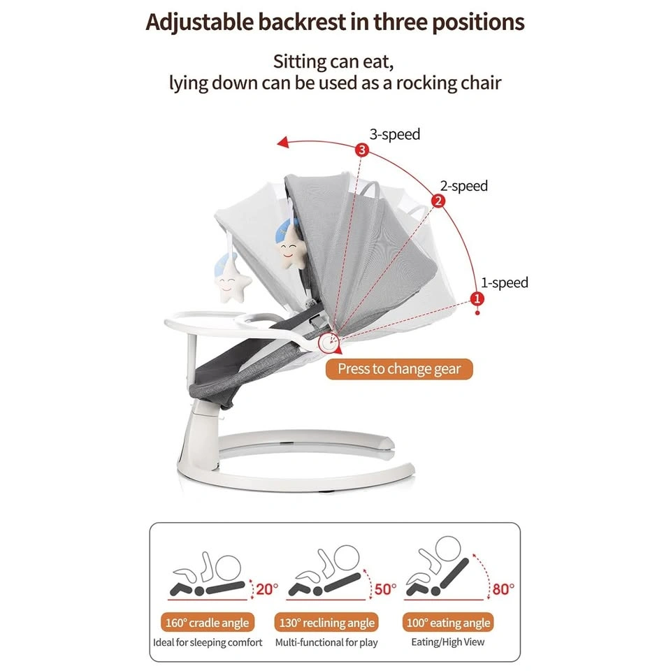 Bluetooth Baby Swing for Infants - 5 Speeds, Music, Remote - photo 4