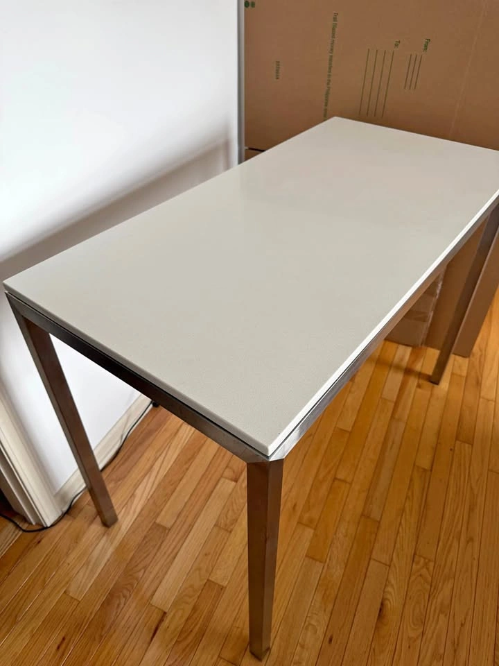 Room & Board Stainless Steel Console Table w/ Stone Top (48”)