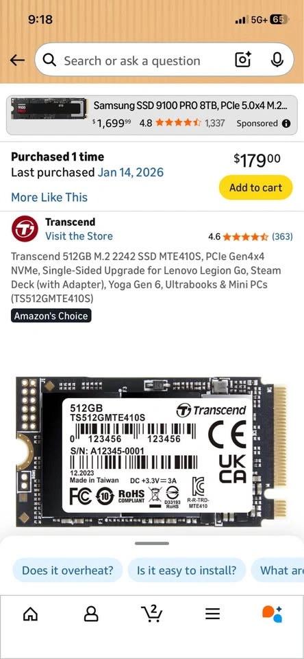 Transcend 512GB M.2 2242 SSD for Lenovo Legion Go - photo 2
