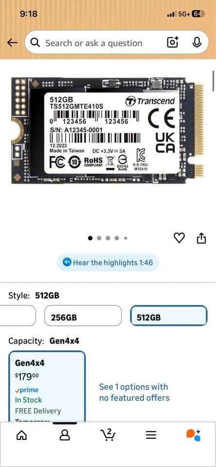 Transcend 512GB M.2 2242 SSD for Lenovo Legion Go - photo 3