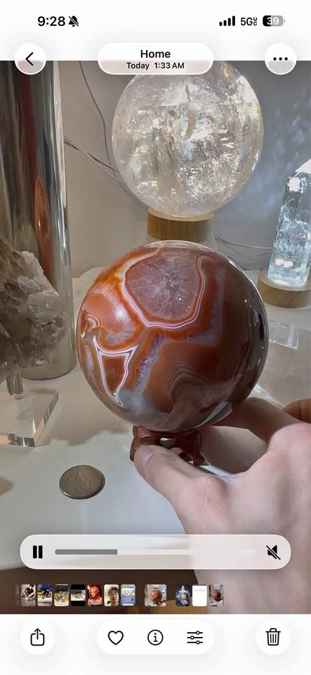Large Carnelian Sphere Crystal Metaphysical Mineral