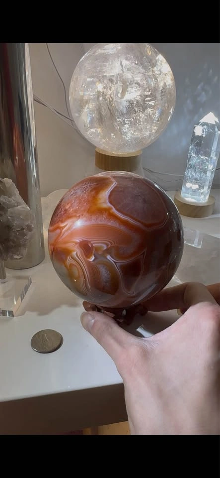 Large Carnelian Sphere Crystal Metaphysical Mineral - photo 2